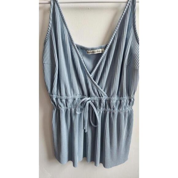 Abercrombie & Fitch Tank Top Womens Small Peplum Tie Waist Striped Summer Shirt - Picture 2 of 4